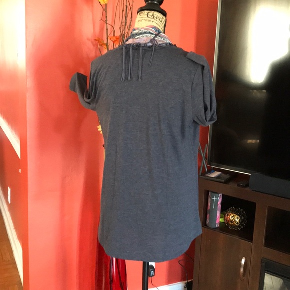 ONE WORLD DARK BLUE Blouse /sweater with scarf M - Picture 2 of 5